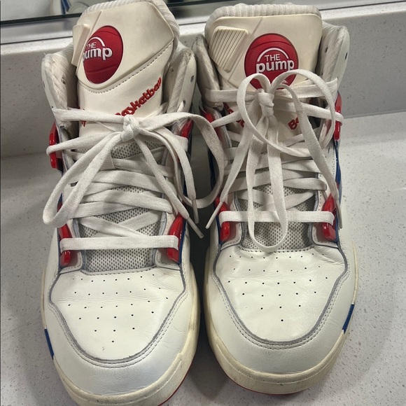 Reebok White and Blue High-Top Sneakers - Picture 3 of 4